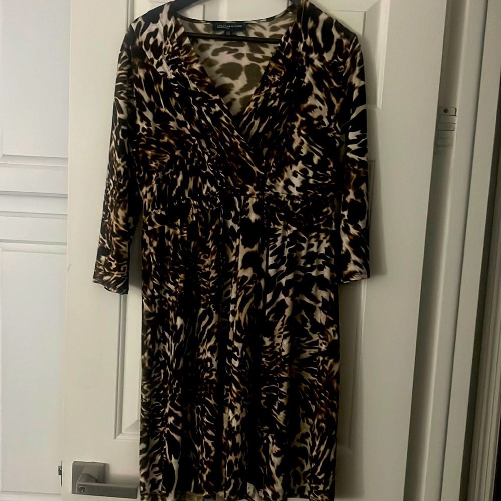 Jones New York Brown Leopard Print Dress Size L